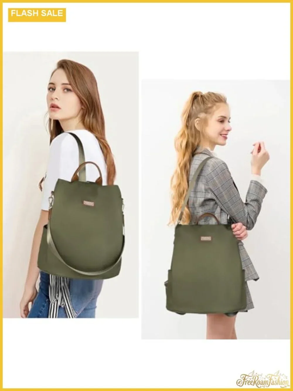 Women's Waterproof Nylon Anti-Theft Convertible Backpack Purse with Top Handle,